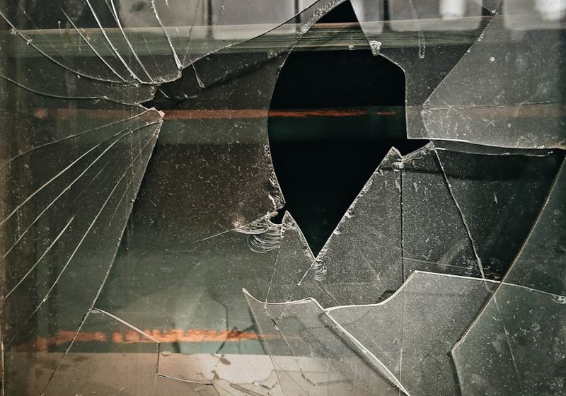 Smashed window pane